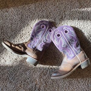 Ariat embroidered purple cowboy boots